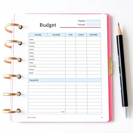 A budget planner showing income and expenses